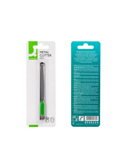 Cuter q-connect metalico estrecho cuchilla 9 mm con clip blister 1 unidad