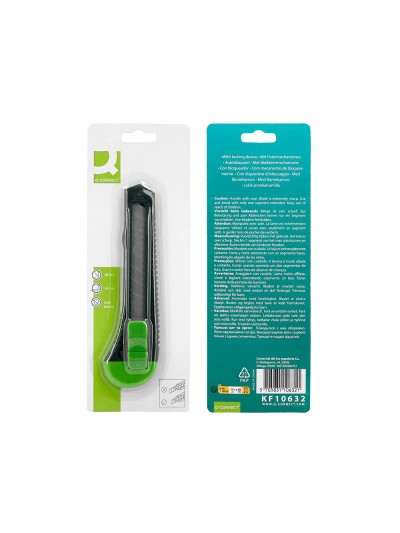 Cuter q-connect plastico ancho con asa para colgar cuchilla 18 mm xd-43 blister 1 unidad