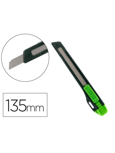 Cuter q-connect plastico estrecho con asa para colgar cuchilla 9 mm xd-07 blister 1 unidad