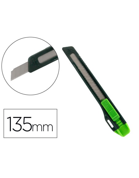 Cuter q-connect plastico estrecho con asa para colgar cuchilla 9 mm xd-07 blister 1 unidad