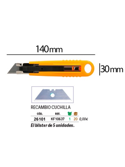 Cuter q-connect plastico ancho de seguridad retractil y con asa para colgar cuchilla 18 mm xd-123 blister 1 unidad
