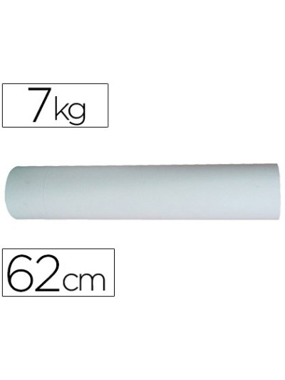 Papel blanco bobina ancho 62 cm longitud 250 mt gramaje 50 gr peso 7 kg