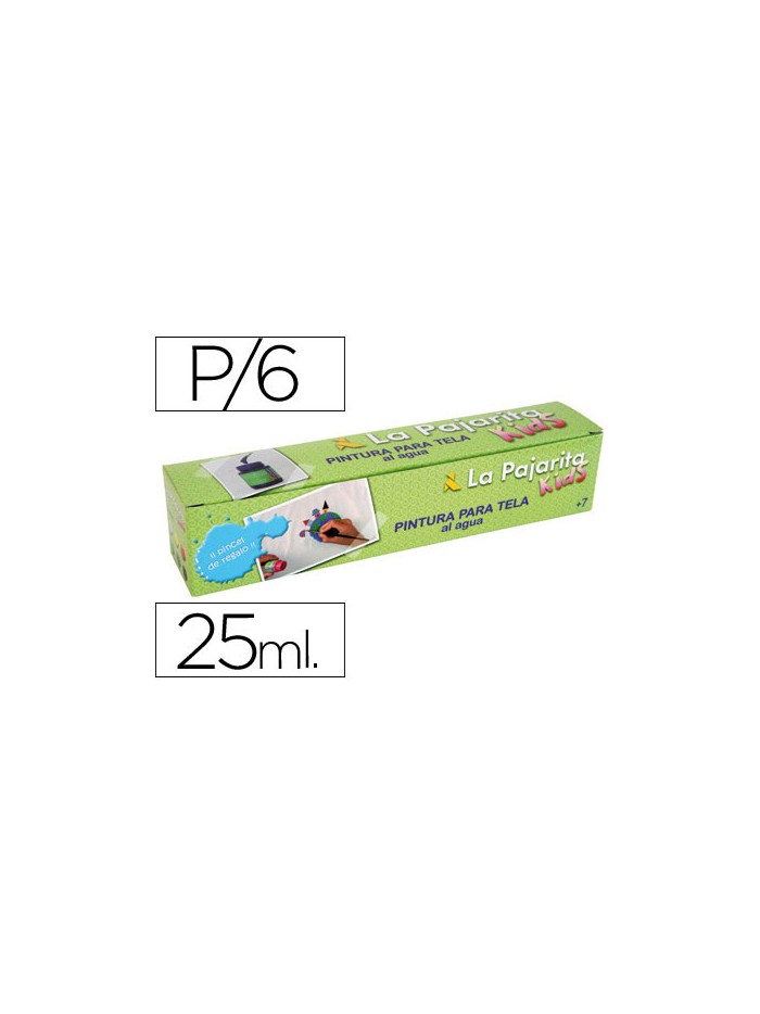 Pintura para tela la pajarita kids 25 ml caja de 6 unidades colores surtidos + pincel Pintura para tela la pajarita kids 25 ml caja de 6 unidades colores surtidos + pincel
