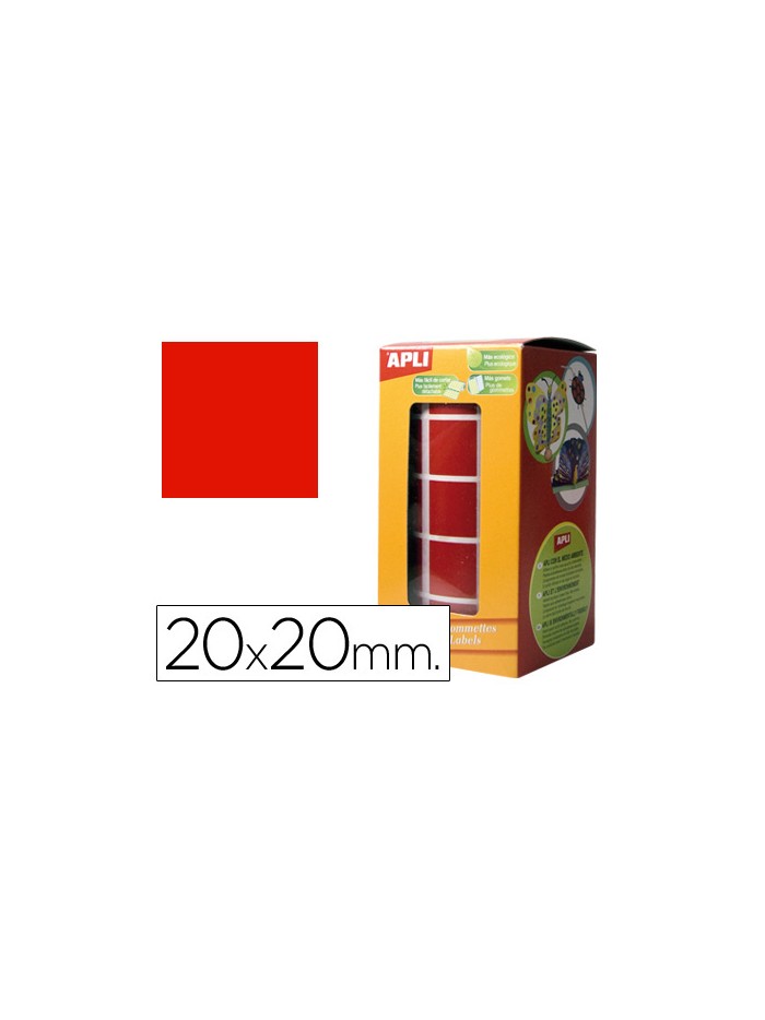 Gomets autoadhesivos cuadrados 20x20 mm rojo rollo de 1770 unidades Gomets autoadhesivos cuadrados 20x20 mm rojo rollo de 1770 unidades