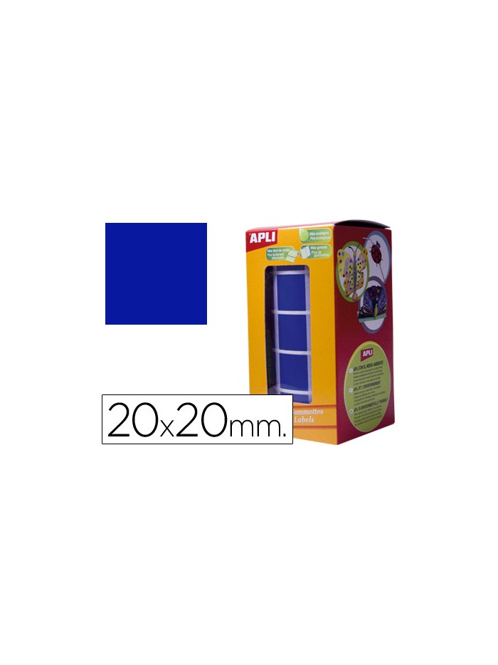 Gomets autoadhesivos cuadrados 20x20 mm azul rollo de 1770 unidades Gomets autoadhesivos cuadrados 20x20 mm azul rollo de 1770 unidades