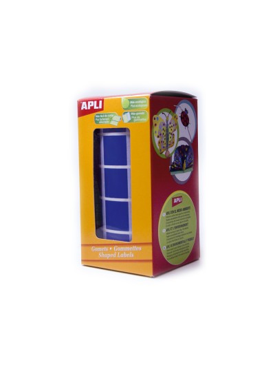 Gomets autoadhesivos cuadrados 20x20 mm azul rollo de 1770 unidades