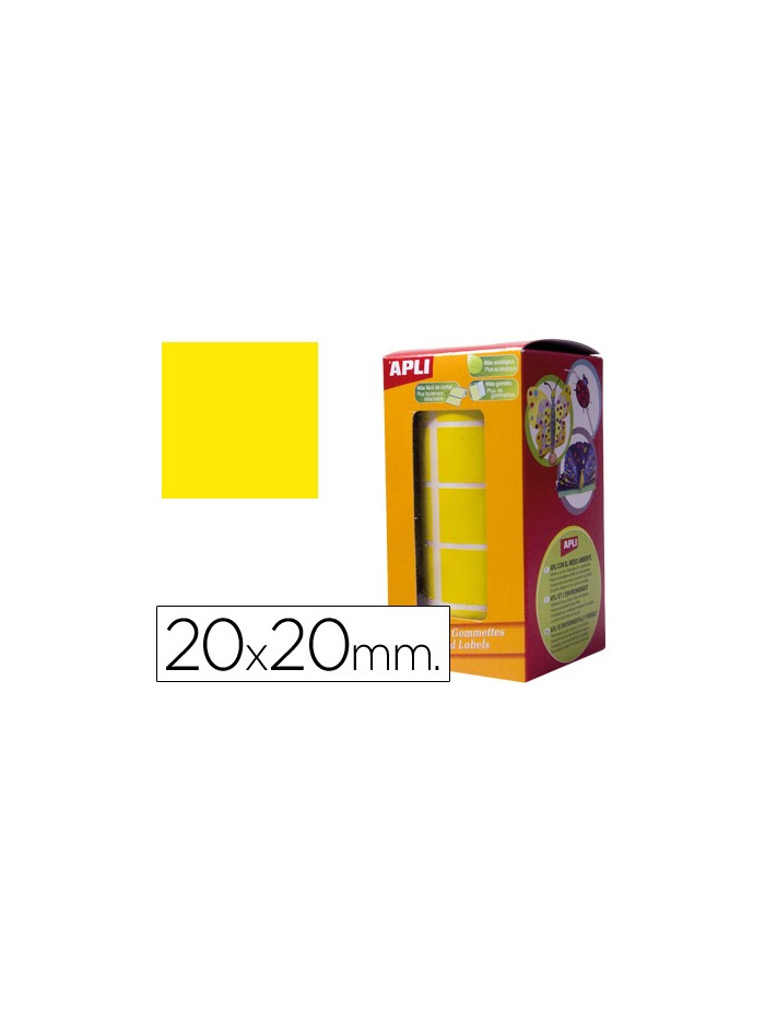 Gomets autoadhesivos cuadrados 20x20 mm amarillo rollo de 1770 unidades Gomets autoadhesivos cuadrados 20x20 mm amarillo rollo de 1770 unidades