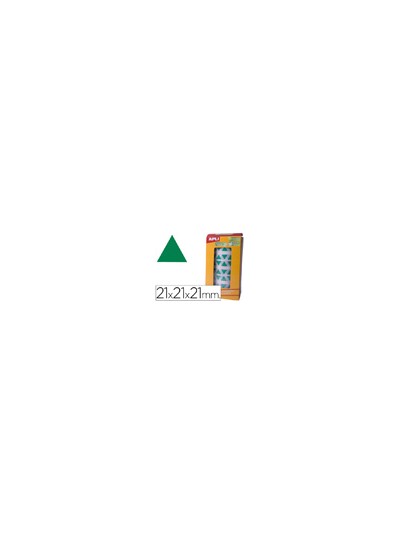 Gomets autoadhesivos triangulares 21x21x21 mm verde rollo de 2832 unidades