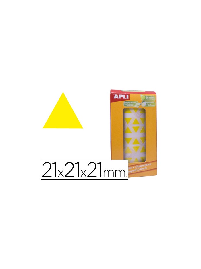 Gomets autoadhesivos triangulares 21x21x21mm amarillo rollo de 2832 unidades Gomets autoadhesivos triangulares 21x21x21mm amarillo rollo de 2832 unidades