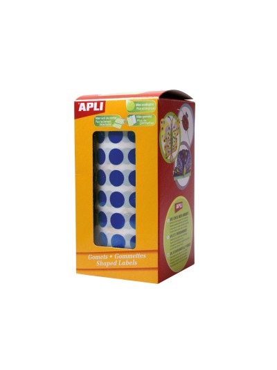 Gomets autoadhesivos circulares 20mm azul rollo de 1770 unidades