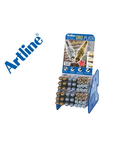 Rotulador artline marcador permanente tinta metalica gama oro y plata ek-900-999 expositor de 48 unidades