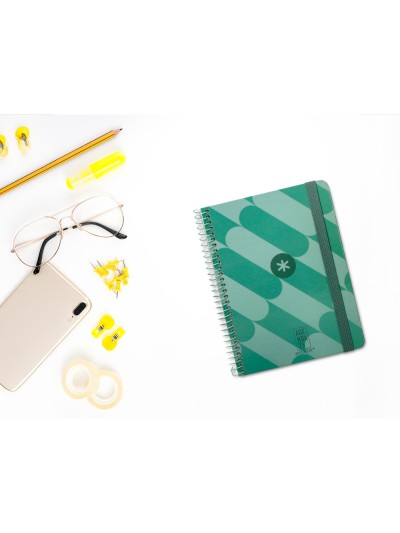 Agenda espiral antartik pattern a6+ 2025 semana vista color verde papel 80 gr