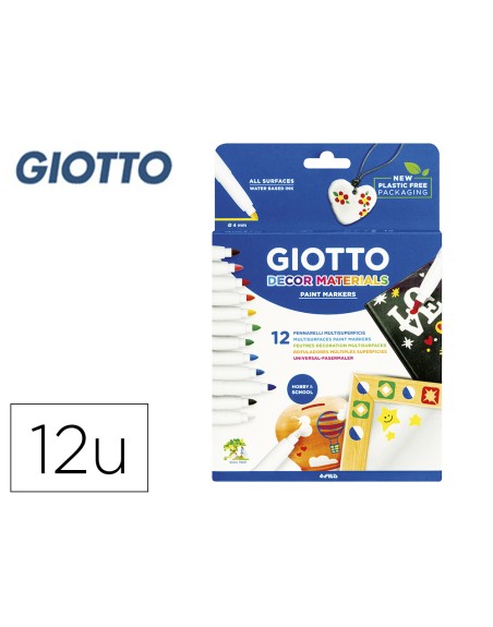 Rotulador giotto decor materials -caja de 12 colores surtidos