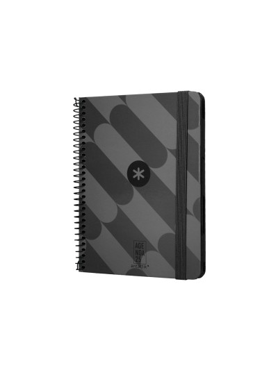 Agenda espiral antartik pattern a6+ 2025 semana vista color negro papel 80 gr