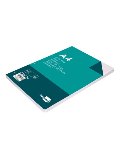 Recambio liderpapel a4 100 hojas 100g/m2 liso sin margen 4 taladros