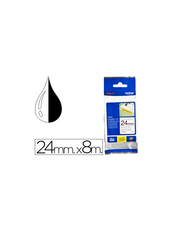 Cinta brother tzes251 blanco-negro 24mm longitud 8 mt superadhesiva Cinta brother tzes251 blanco-negro 24mm longitud 8 mt superadhesiva