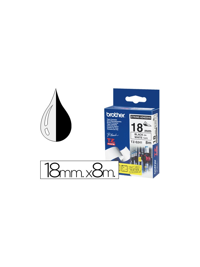 Cinta brother tzes241 blanco-negro 18mm longitud 8 mt superadhesiva Cinta brother tzes241 blanco-negro 18mm longitud 8 mt superadhesiva