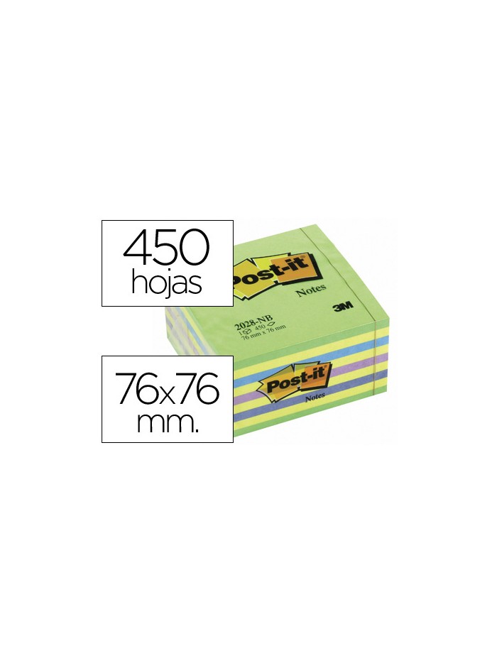 Bloc de notas adhesivas quita y pon post-it 76x76 mm cubo color azul y verde 450 hojas Bloc de notas adhesivas quita y pon post-it 76x76 mm cubo color azul y verde 450 hojas