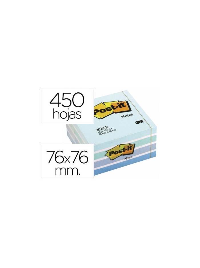Bloc de notas adhesivas quita y pon post-it 76x76 mm cubo color azul pastel 450 hojas Bloc de notas adhesivas quita y pon post-it 76x76 mm cubo color azul pastel 450 hojas