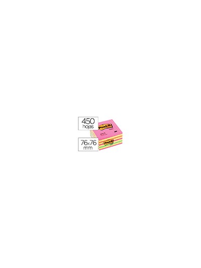 Bloc de notas adhesivas quita y pon post-it 76x76 mm cubo color rosa neon 450 hojas