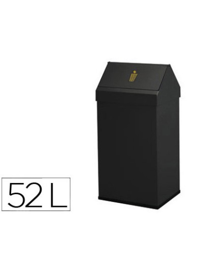 Papelera metalica basculante ganchos interiores aro inferior pvc ancho 32cm alto 65cm fondo 25cm capacidad 52l