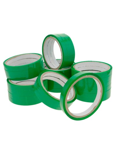 Cinta adhesiva q-connect 66 mt x 9 mm verde para cerrar bolsas
