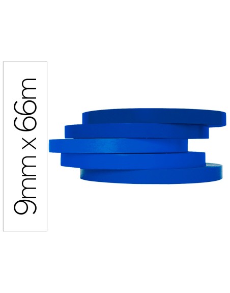 Cinta adhesiva q-connect 66 mt x 9 mm azul para cerrar bolsas