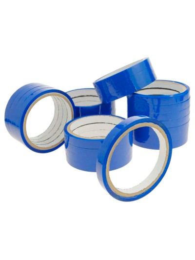 Cinta adhesiva q-connect 66 mt x 9 mm azul para cerrar bolsas