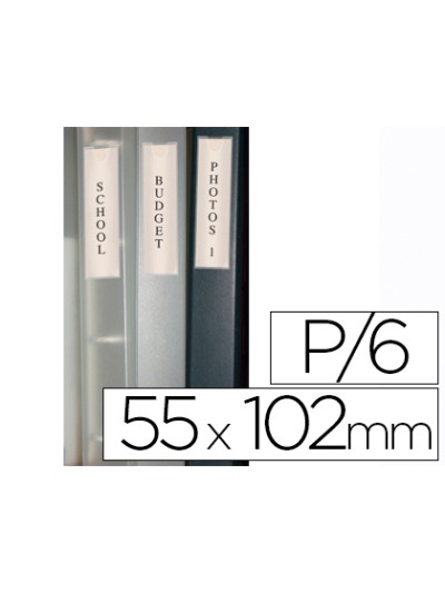 Funda autoadhesiva q-connect para lomo de carpeta 55x102mmpack de 6 unidades