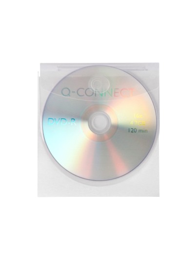 Funda autoadhesiva para cd q-connect con solapa pack de 10 unidades