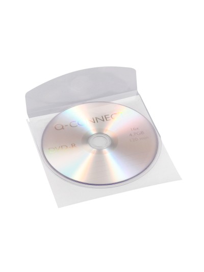 Funda autoadhesiva para cd q-connect con solapa pack de 10 unidades