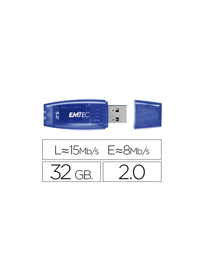 Memoria usb emtec flash c410 32 gb 2.0 azul Memoria usb emtec flash c410 32 gb 2.0 azul