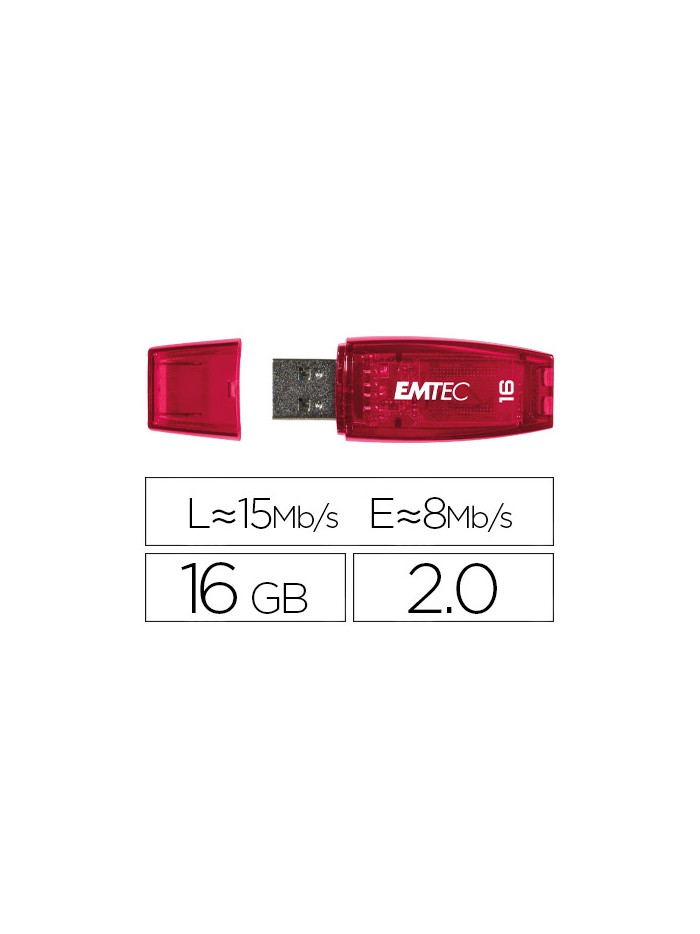 Memoria usb emtec flash c410 16 gb 2.0 rojo Memoria usb emtec flash c410 16 gb 2.0 rojo
