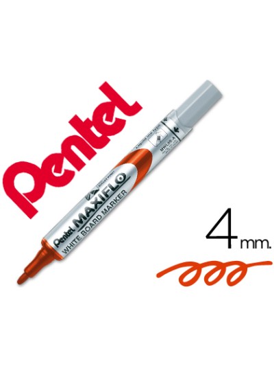 Rotulador maxiflo pentel para pizarra blanca color rojo