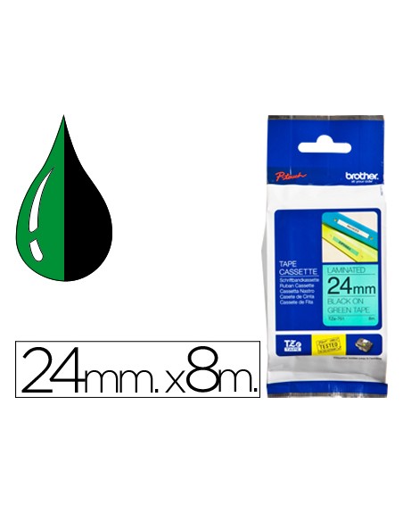 Cinta brother tze751 verde-negro 24mm longitud 8 mt
