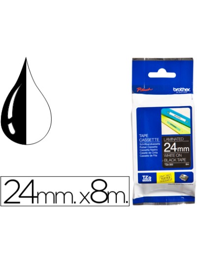 Cinta brother tze-355 negro-blanco 24mm longitud 8mt
