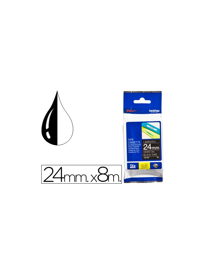 Cinta brother tze-355 negro-blanco 24mm longitud 8mt Cinta brother tze-355 negro-blanco 24mm longitud 8mt