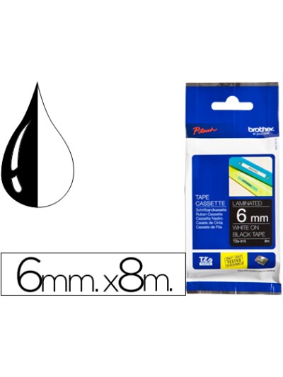 Cinta brother tze315 negro-blanco 6mm longitud 8mt