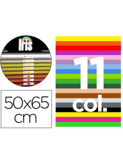 Cartulina guarro 50x65 contenido /'b/' 25 hojas x 11 colores 185grs