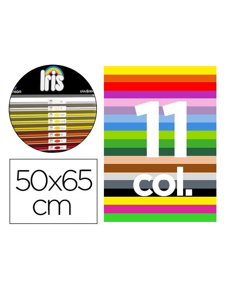 Cartulina guarro 50x65 contenido /'b/' 25 hojas x 11 colores 185grs