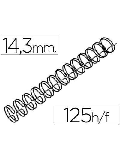 Espiral wire 3:1 14,3 mm n.9 negro capacidad 125 hojas caja de 100 unidades