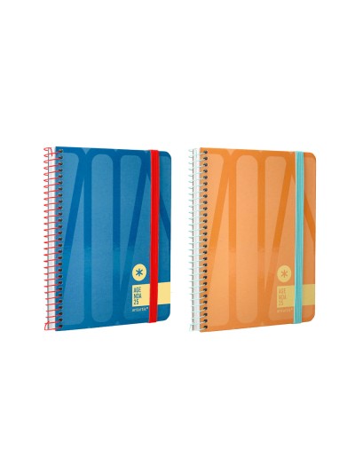 Agenda espiral antartik bold a6 2025 semana vista colores surtidos azul y melocoton papel de 80 gr