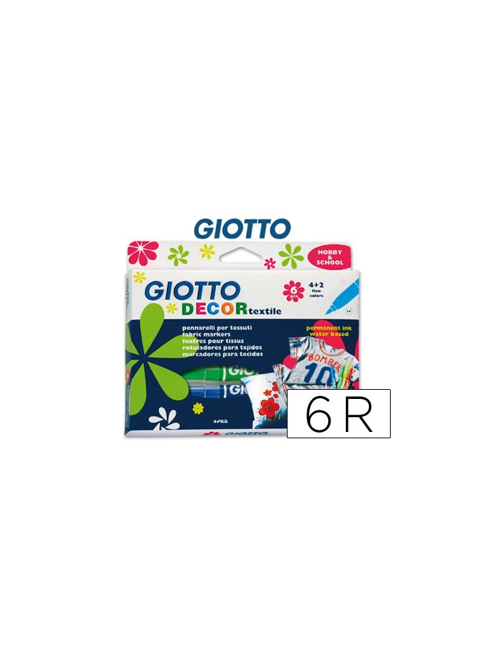 Rotulador giotto decor textile para camisetas 6 colores Rotulador giotto decor textile para camisetas 6 colores