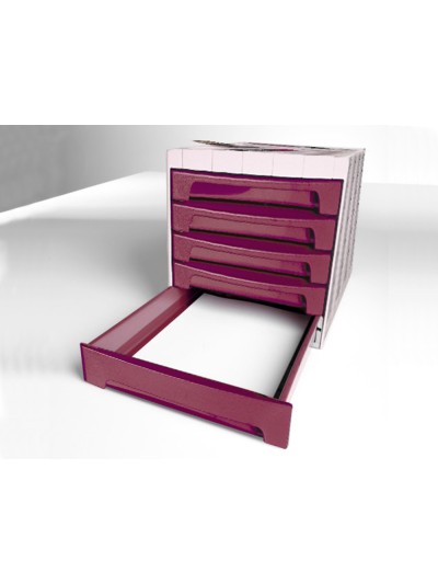 Fichero cajones de sobremesa archivo 2000 305x370x215 mm bandeja organizadora superior 6 cajones burdeos opaco