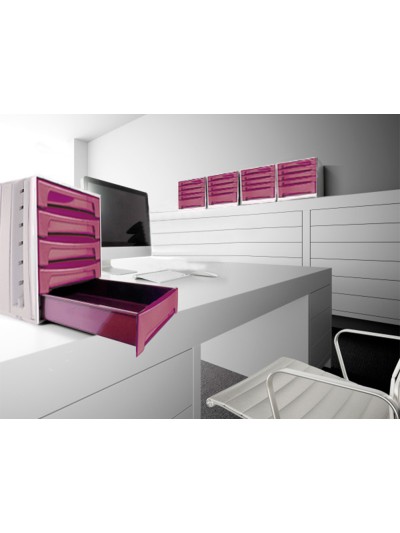Fichero cajones de sobremesa archivo 2000 305x370x215 mm bandeja organizadora superior 6 cajones burdeos opaco