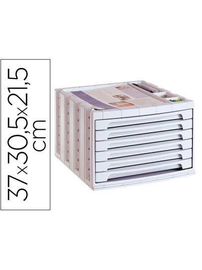 Fichero cajones de sobremesa archivo 2000 305x370x215 mm bandeja organizadora superior 6 cajones gris opaco