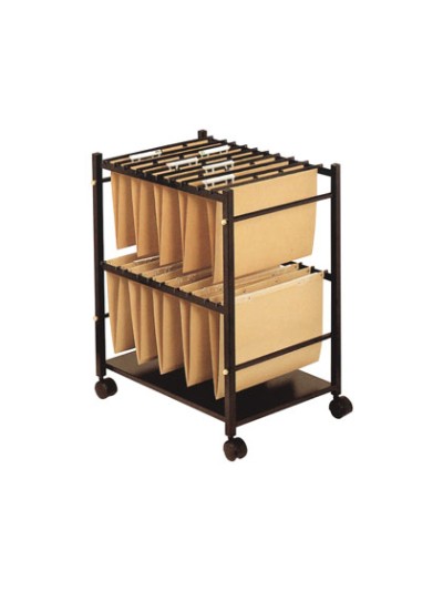Carrito para carpetas colgantes q-connect negro con ruedas para carpetas tamaño folio carro fijo