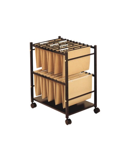Carrito para carpetas colgantes q-connect negro con ruedas para carpetas tamaño folio carro fijo