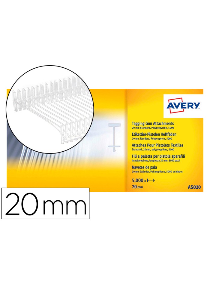 Recambio de navetes avery para pistola sujeta etiquetas 20 mm Recambio de navetes avery para pistola sujeta etiquetas 20 mm