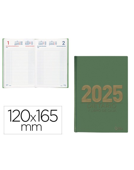 Dietario liderpapel 2025 octavo 12x16,5 cm color verde papel 70 gr